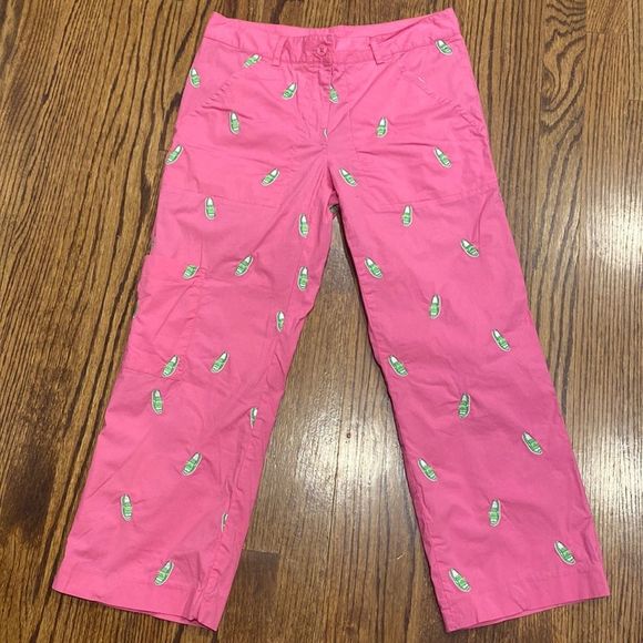 Lilly Pulitzer Pants - Lilly Pulitzer Hot Pink Embroidered Cargo Capri Pants